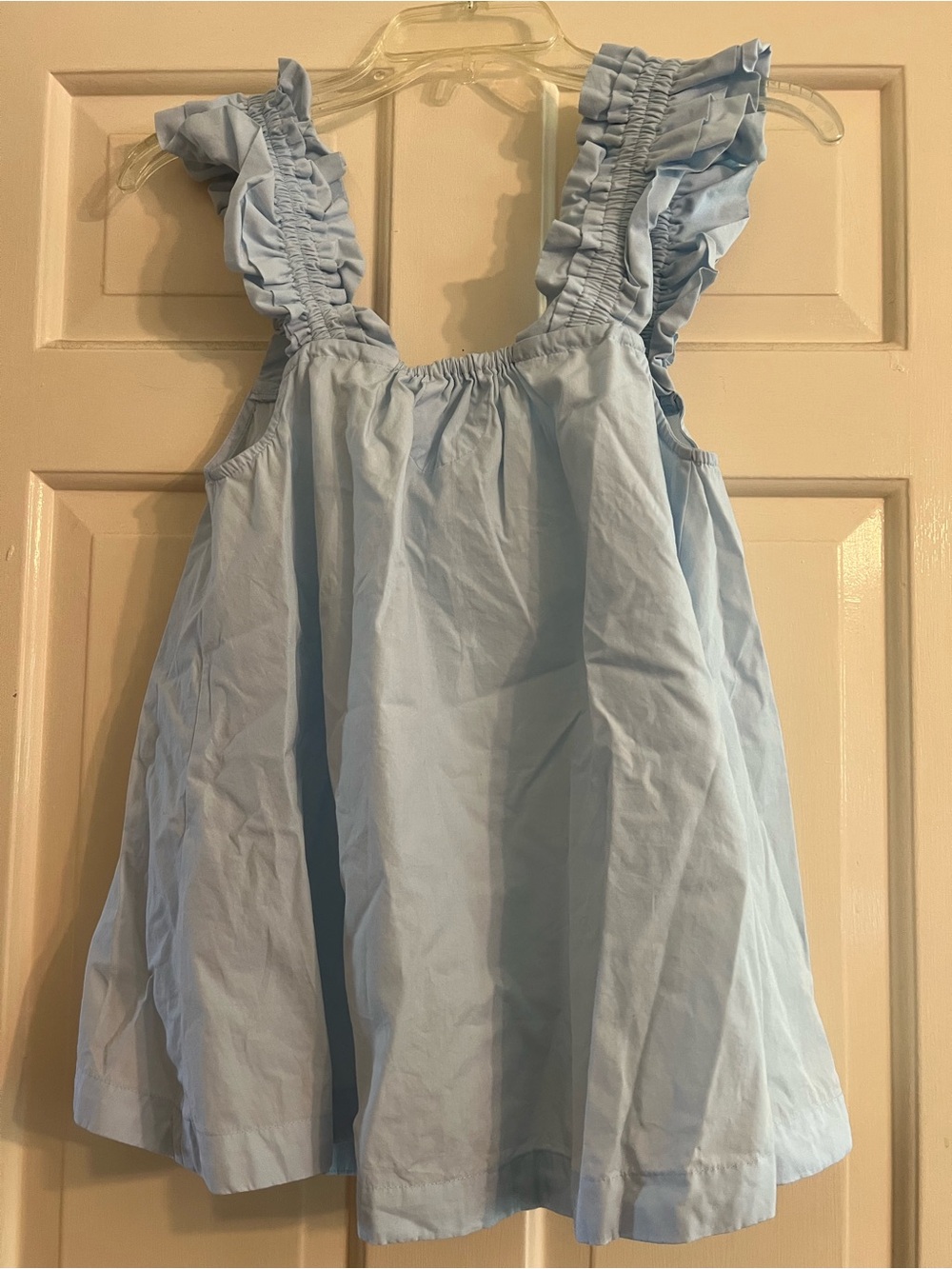 Piyama Light Blue Ruffle Strap cotton Tank Top small poplin coquette cottage - Picture 5 of 6